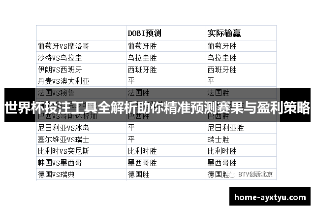 世界杯投注工具全解析助你精准预测赛果与盈利策略